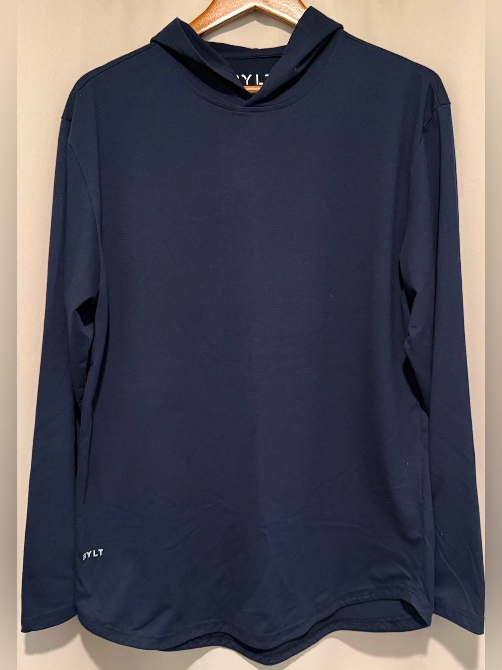 BYLT Drop Cut Hooded Long Sleeve Men’s L Navy Signature Stretch